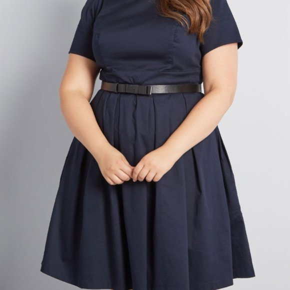 retro navy blue dress